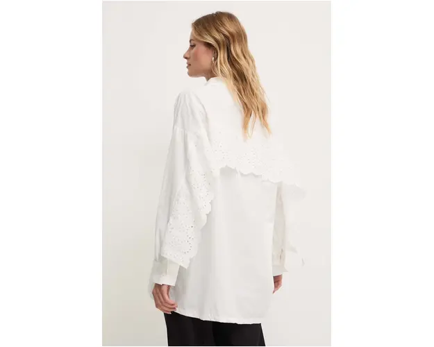 Answear Lab camasa din bumbac femei, culoarea alb, cu guler clasic, relaxed