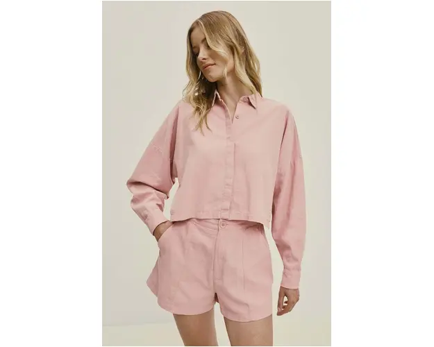 Answear Lab camasa de in culoarea roz, cu guler clasic, relaxed