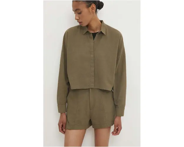 Answear Lab camasa de in culoarea verde, cu guler clasic, relaxed