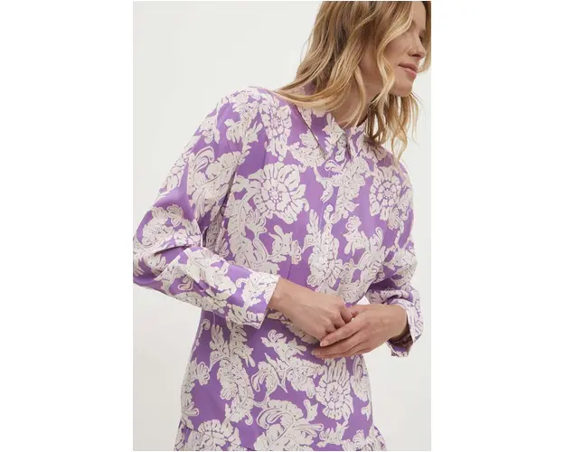 Answear Lab camasa femei, culoarea violet, cu guler clasic, regular