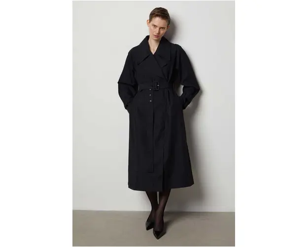 Answear Lab palton de bumbac culoarea negru, de tranzitie, desfacut