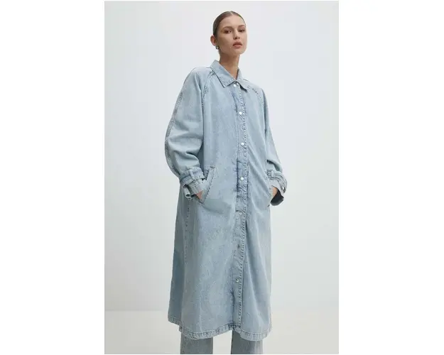 Answear Lab palton jeans femei, de tranzitie, oversize