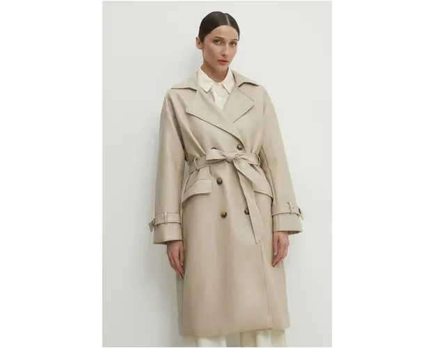 Answear Lab trenci femei, culoarea bej, de tranzitie, oversize