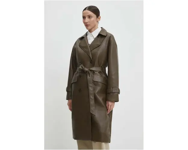 Answear Lab trenci femei, culoarea maro, de tranzitie, oversize