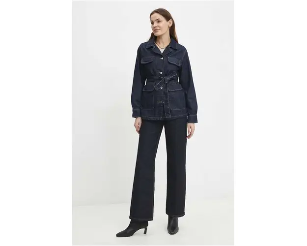 Answear Lab geaca jeans femei, culoarea albastru marin, de tranzitie