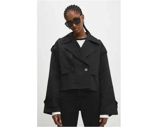 Answear Lab geaca femei, culoarea negru, de tranzitie, oversize