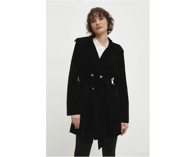 Answear Lab jacheta de catifea culoarea negru, de tranzitie