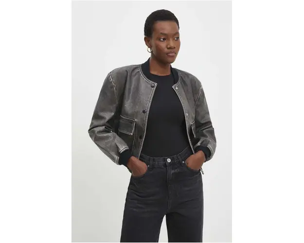 Answear Lab geaca bomber femei, culoarea gri, de tranzitie