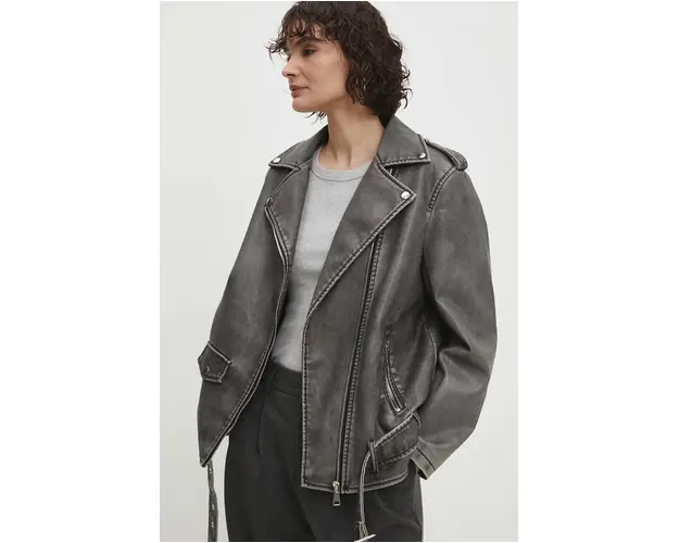 Answear Lab geaca femei, culoarea gri, de tranzitie