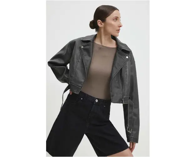 Answear Lab geaca ramones femei, culoarea negru, de tranzitie, oversize
