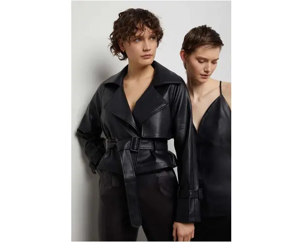 Answear Lab geaca femei, culoarea negru, de tranzitie