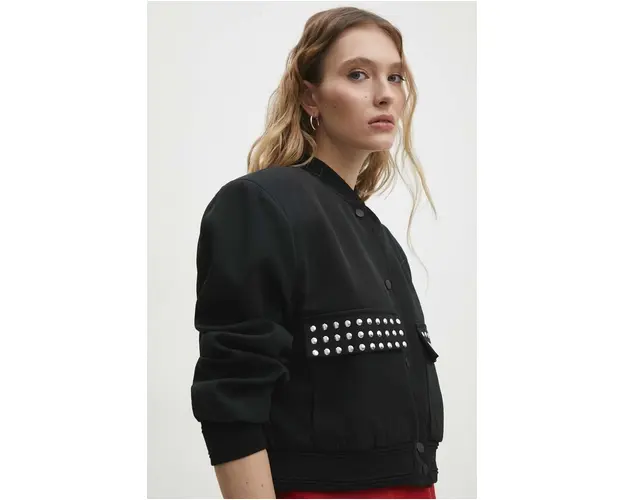 Answear Lab geaca bomber femei, culoarea negru, de tranzitie