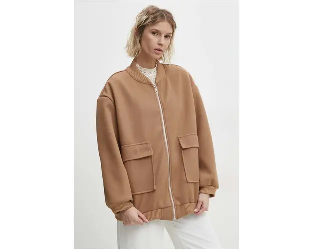 Answear Lab geaca femei, culoarea maro, de tranzitie, oversize
