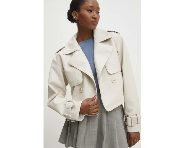 Answear Lab geaca femei, culoarea bej, de tranzitie, oversize