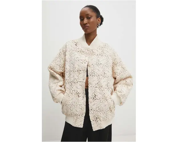 Answear Lab geaca bomber femei, culoarea bej, de tranzitie, oversize