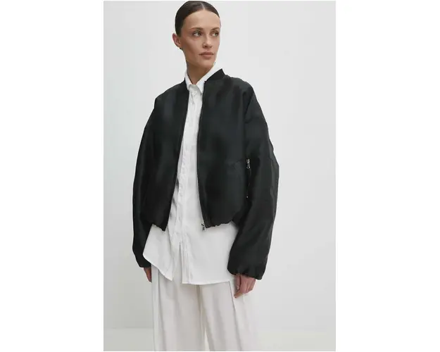 Answear Lab geaca bomber femei, culoarea negru, de tranzitie