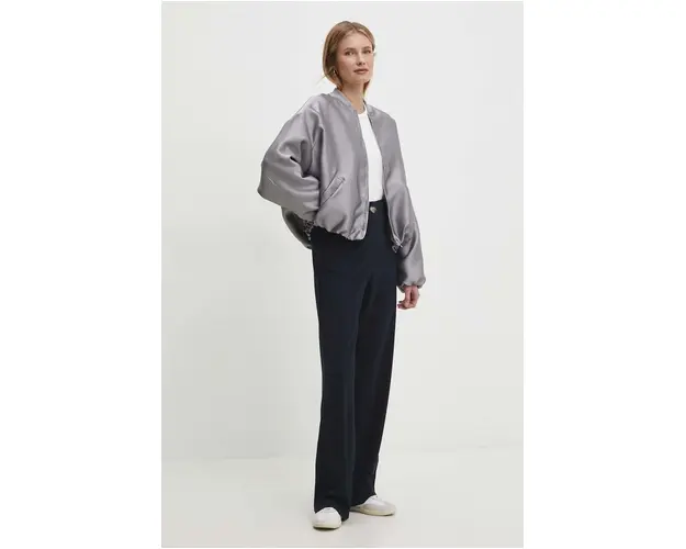 Answear Lab geaca bomber femei, culoarea argintiu, de tranzitie