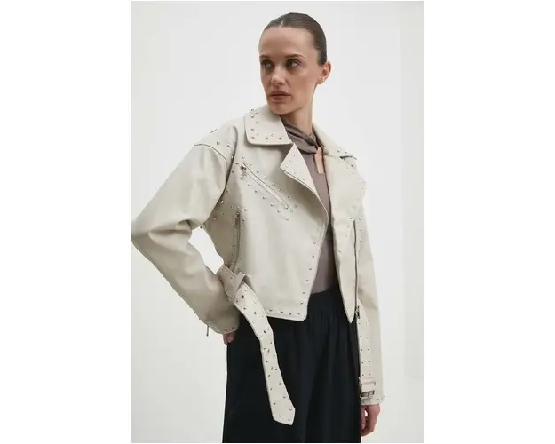 Answear Lab geaca ramones femei, culoarea bej, de tranzitie, oversize