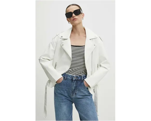 Answear Lab geaca ramones femei, culoarea alb, de tranzitie