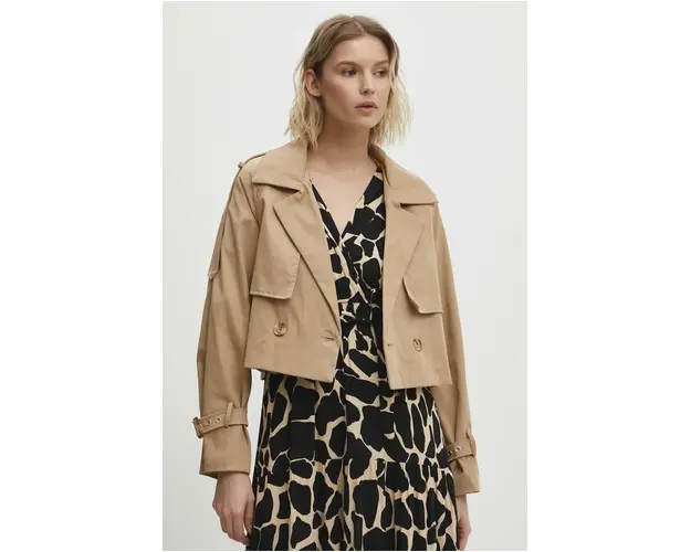 Answear Lab geaca femei, culoarea bej, de tranzitie, oversize