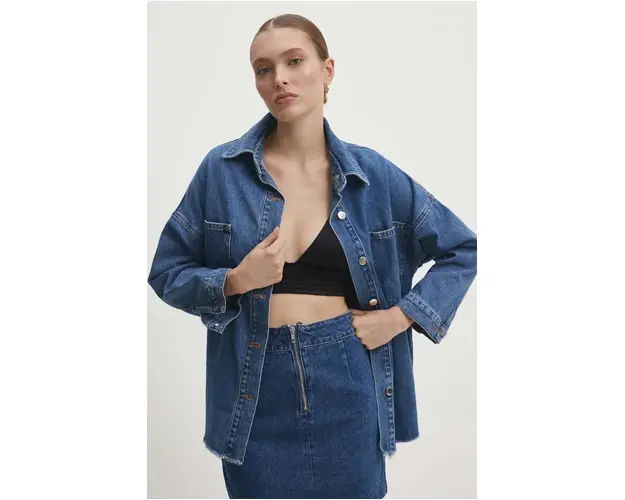 Answear Lab geaca jeans femei, de tranzitie, oversize