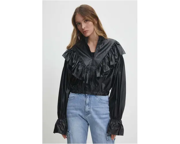Answear Lab geaca femei, culoarea negru, de tranzitie, oversize