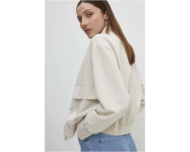 Answear Lab geaca bomber femei, culoarea bej, de tranzitie