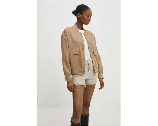 Answear Lab geaca bomber femei, culoarea maro, de tranzitie