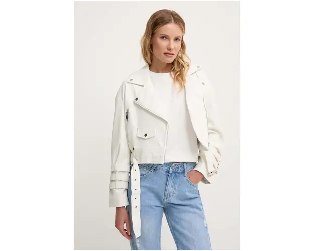 Answear Lab geaca ramones femei, culoarea alb, de tranzitie