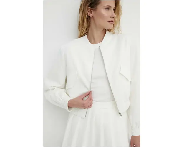 Answear Lab geaca bomber femei, culoarea alb, de tranzitie, oversize