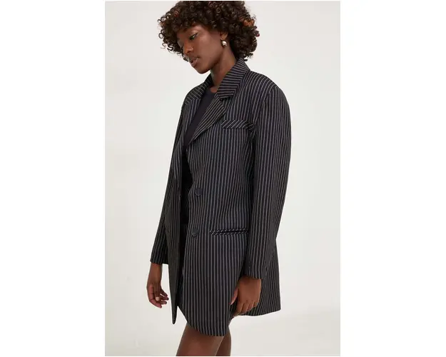 Answear Lab sacou culoarea negru, un singur rand de nasturi, modelator