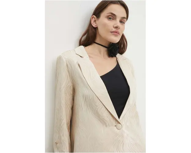 Answear Lab sacou culoarea bej, un singur rand de nasturi, modelator