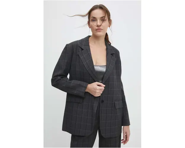 Answear Lab sacou culoarea gri, un singur rand de nasturi, modelator