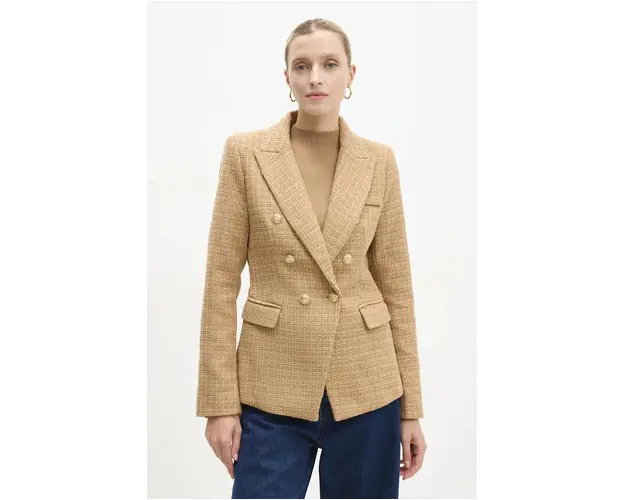 Answear Lab sacou culoarea bej, cu doua randuri de nasturi, neted