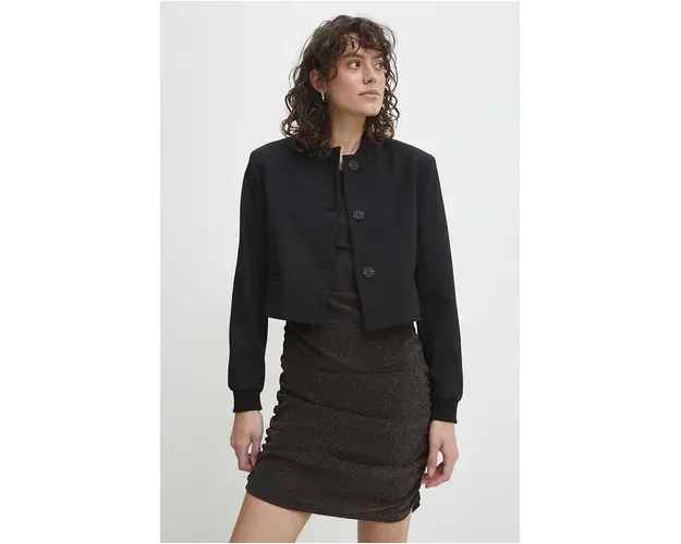 Answear Lab sacou culoarea negru, un singur rand de nasturi, neted