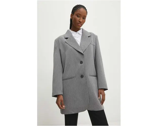 Answear Lab sacou culoarea gri, un singur rand de nasturi, modelator