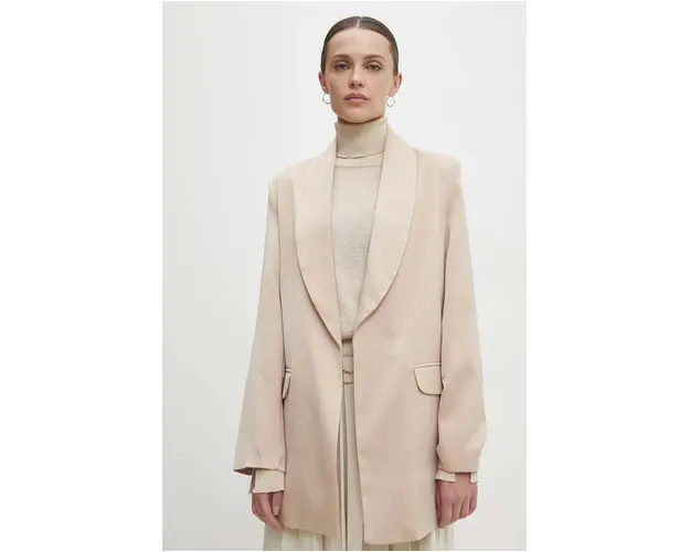 Answear Lab sacou culoarea bej, desfacut, neted