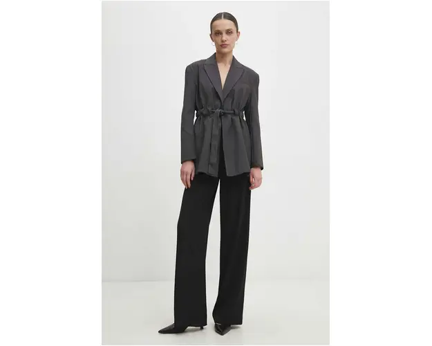 Answear Lab sacou culoarea gri, un singur rand de nasturi, modelator