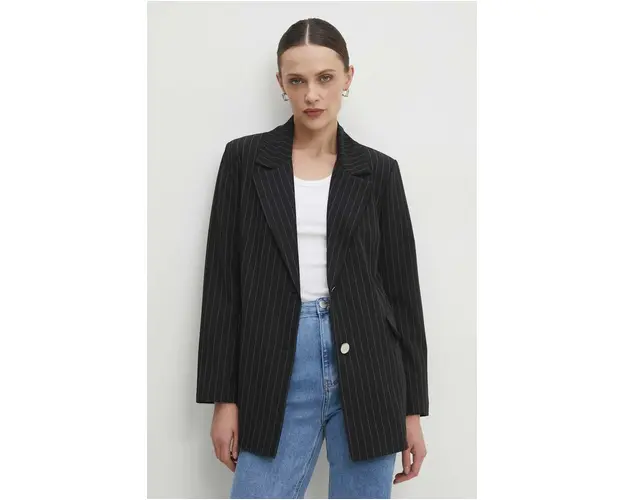 Answear Lab sacou culoarea negru, un singur rand de nasturi, modelator