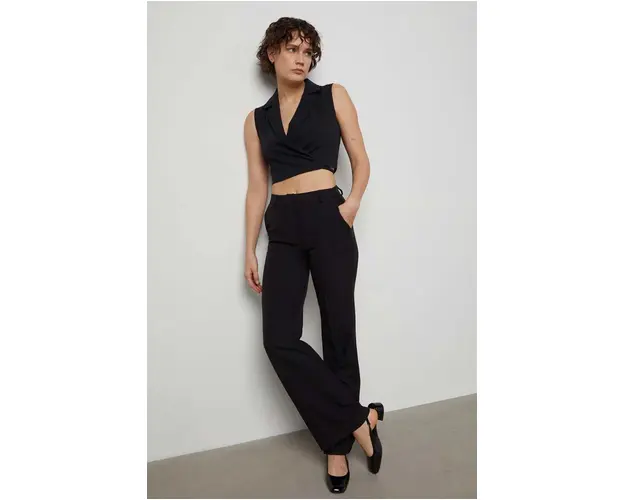 Answear Lab vesta culoarea negru, un singur rand de nasturi