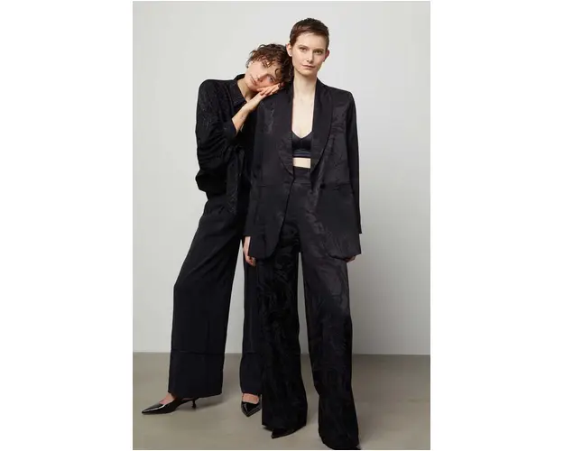 Answear Lab sacou culoarea negru, un singur rand de nasturi, neted
