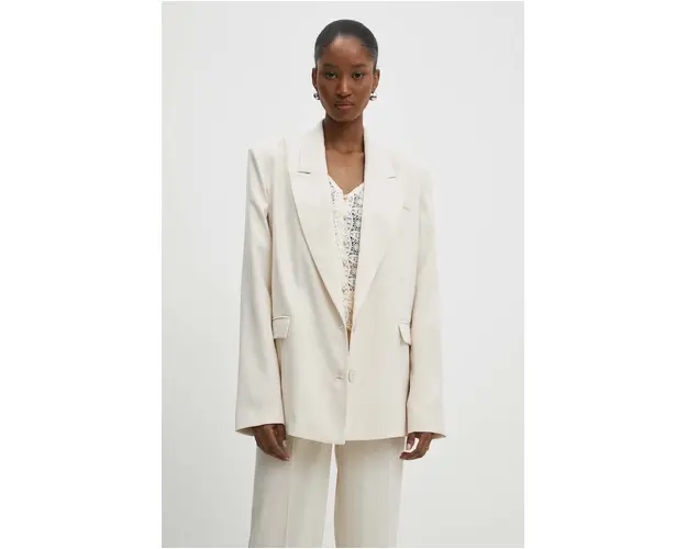 Answear Lab sacou culoarea bej, un singur rand de nasturi, neted