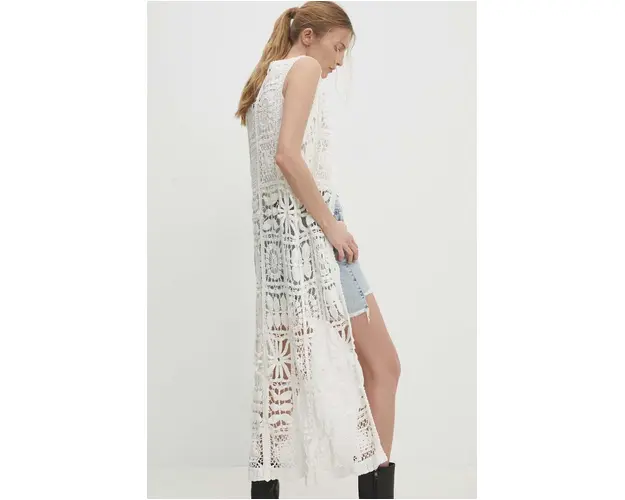 Answear Lab vesta culoarea alb, un singur rand de nasturi