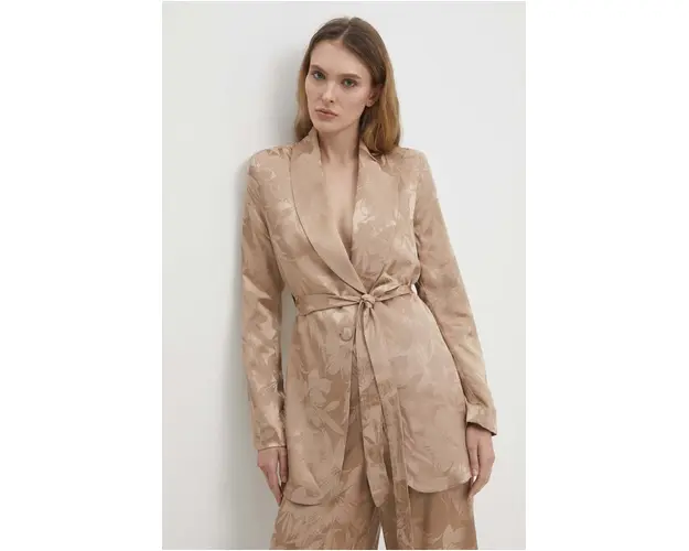 Answear Lab sacou culoarea bej, un singur rand de nasturi, modelator