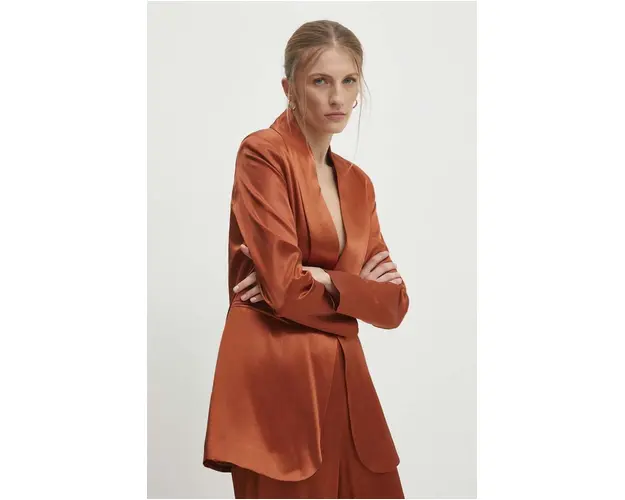 Answear Lab sacou culoarea bordo, un singur rand de nasturi, neted
