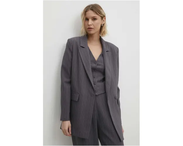 Answear Lab sacou culoarea gri, un singur rand de nasturi, modelator