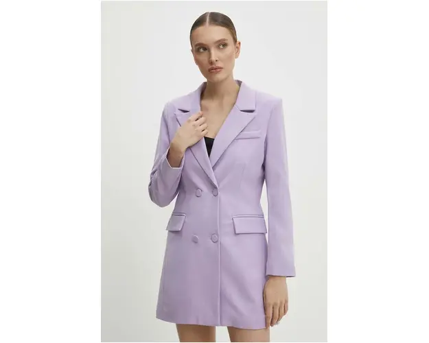 Answear Lab sacou culoarea violet, cu doua randuri de nasturi, neted