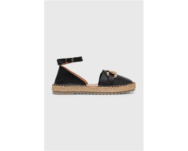 Answear Lab espadrile de piele culoarea negru