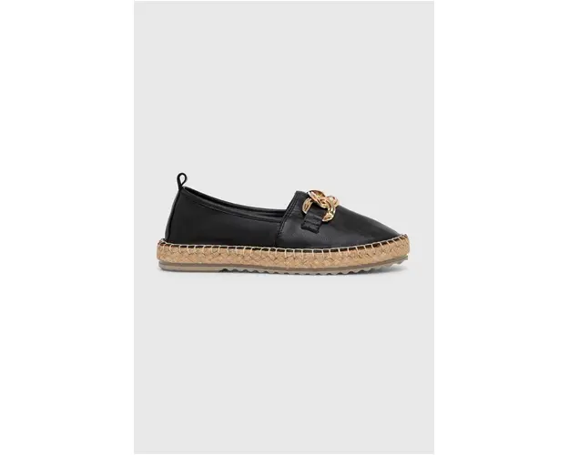 Answear Lab espadrile de piele culoarea negru