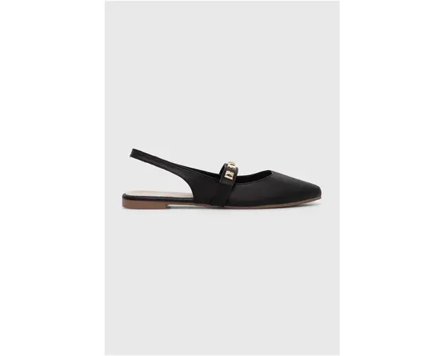 Answear Lab balerini de piele culoarea negru, cu toc deschis